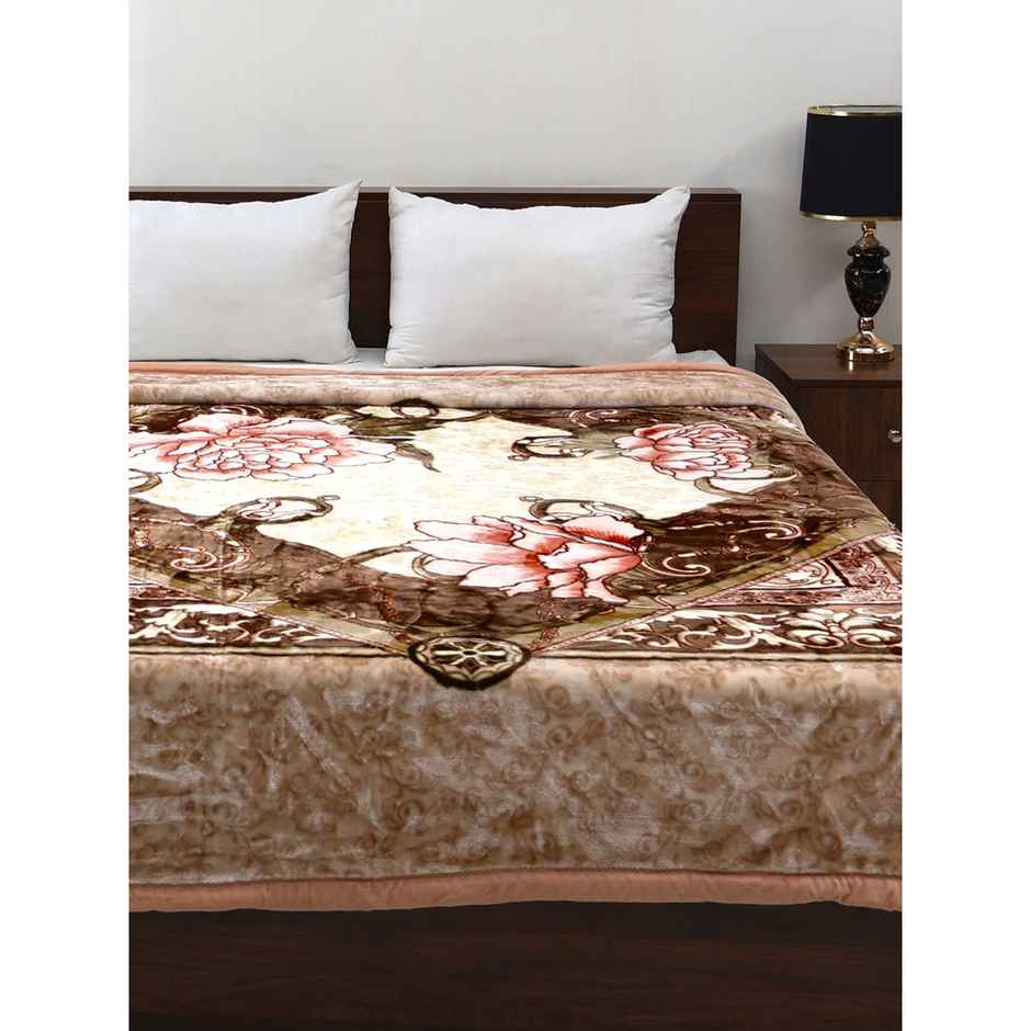 Signature 570 Gsm Polyester Brown Heavy Winter Super Soft Double Bed Mink Blanket