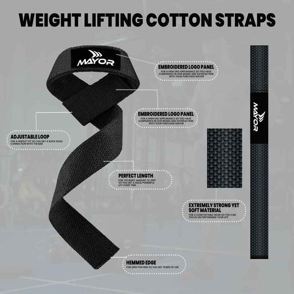 Mayor Powergrip Weight Lifting Straps Soft Padded Wrist Wrap Wrist Support