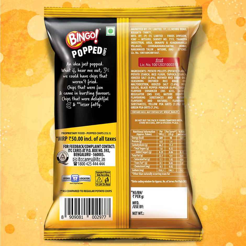Bingo! Popped Chips Salt N Pepper | Crunchy & Savoury