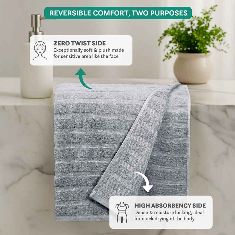 Mytrident Quick Dry Cotton Bath Towel | 28 x 56 in | Charcoal Grey