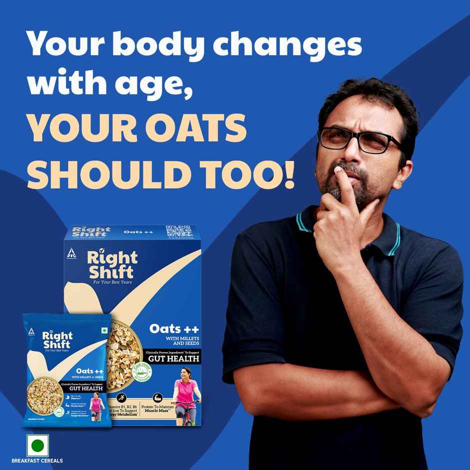 Right Shift High Protein Oats++ | With Millets and Seeds | 23g Protein, 11g Fibre 