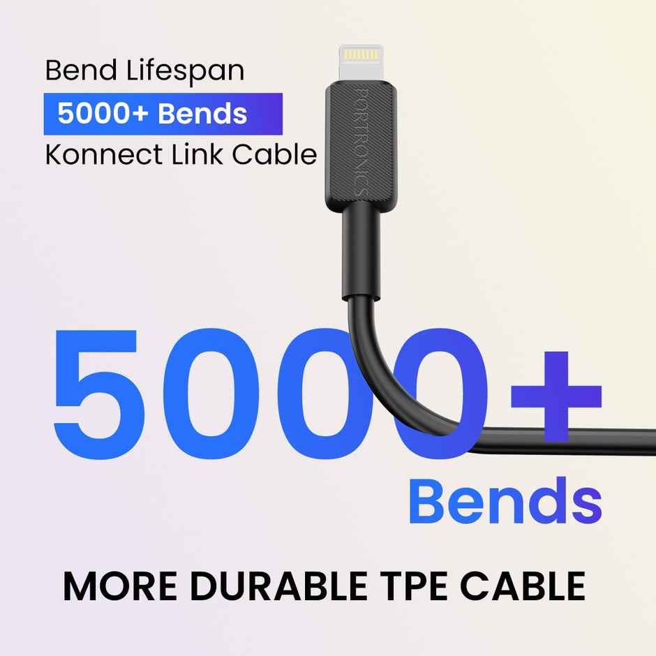 Portronics Konnect Link USB to 8PIN Fast Charging Cable with iOS Compatibility, 3.0A Output(Black)