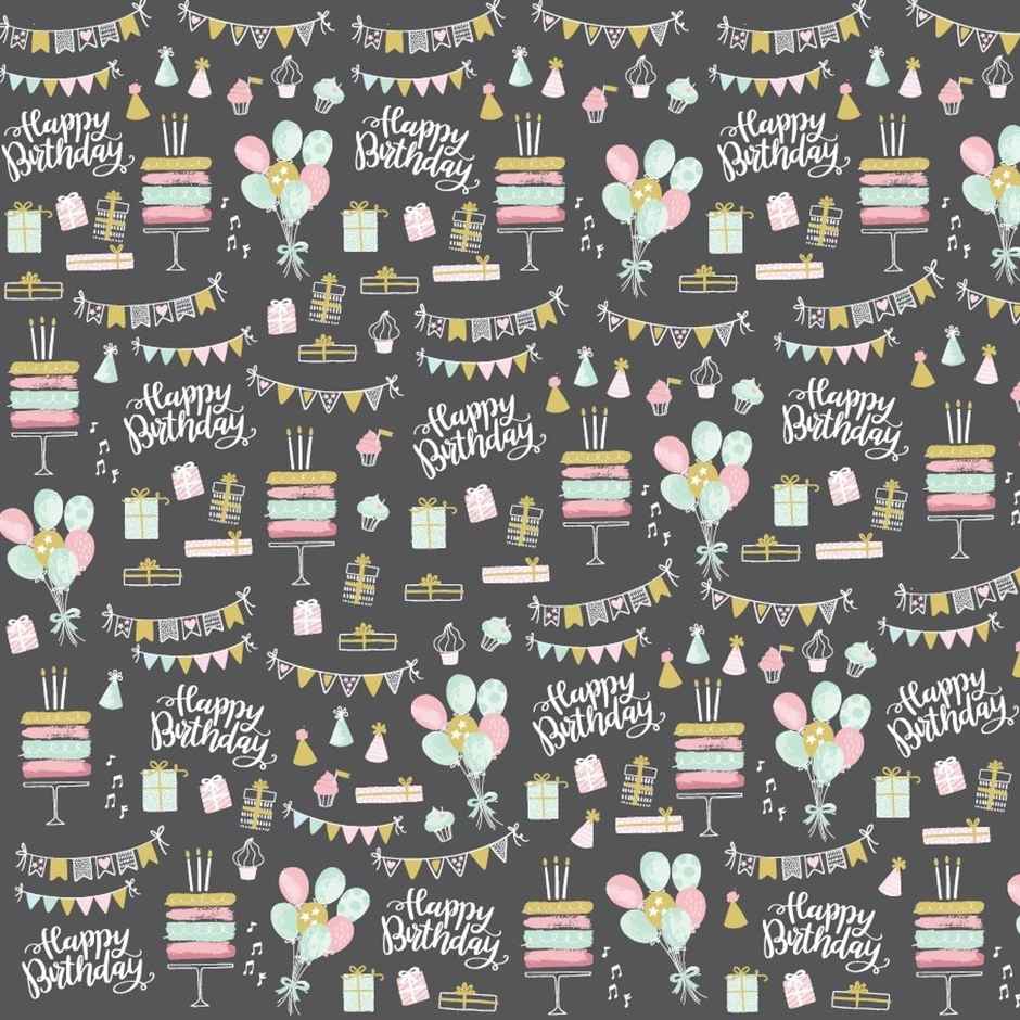 Paperpep Black Birthday Print Gift Wrapping Paper | 19 x 29 Inch | Pack Of 5 Sheets | In Roll Pack