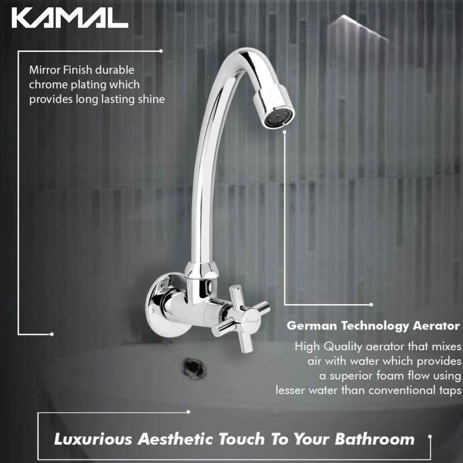 Kamal Cross Sink Cock Pillar Tap Faucet