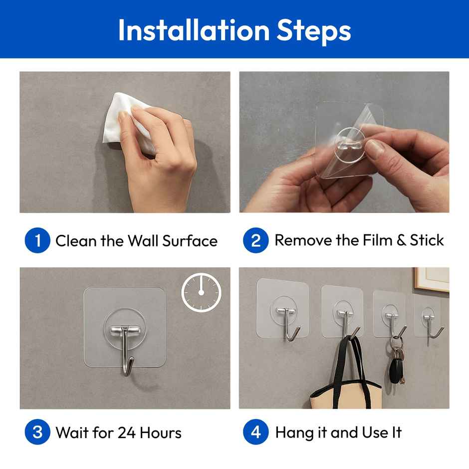 Zulaxy Adhesive Hanging Hooks | No Drilling Required for Kitchen & Bathroom Use