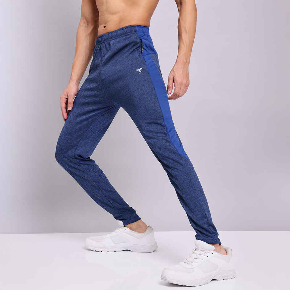 Technosport Men Poly Melange Slim Fit Sports Trackpants with TECHNO DRY | Denim Melange | XL