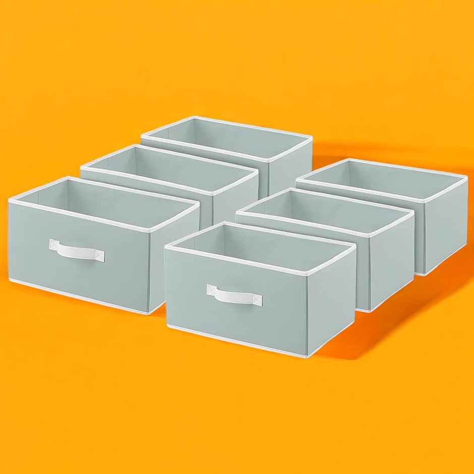 Kuber Industries Pack of 6 Foldable Storage Boxes | Multipurpose Organizer for Clothes|Light Grey