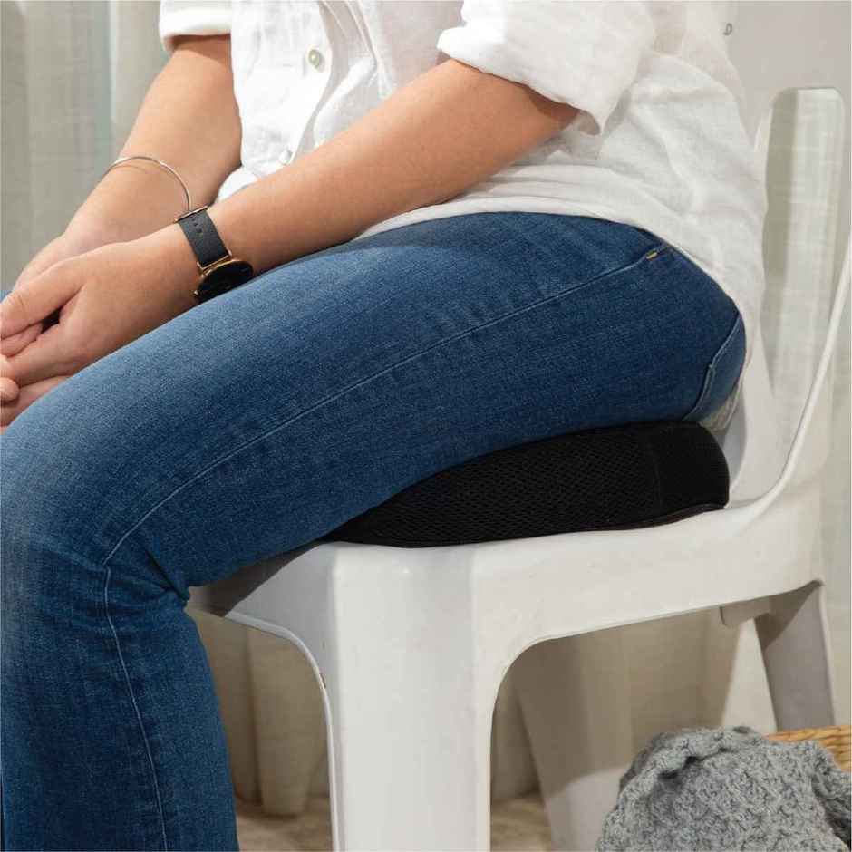 The White Willow Donut Pillow for Coccyx Pain | Firm Memory Foam | Tailbone Relief Cushion - Black