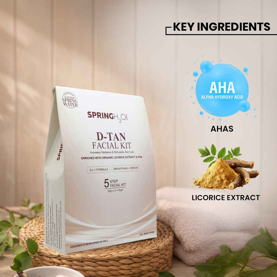 Spring H2O D-Tan Facial Kit With Instant Glow And Remove Tan & Dull Skin