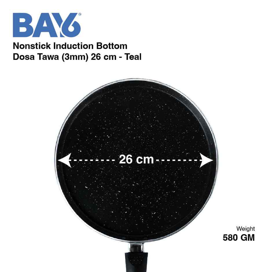 BAY6 Nonstick Dosa Tawa | 26 cm | Teal | Induction Compatible