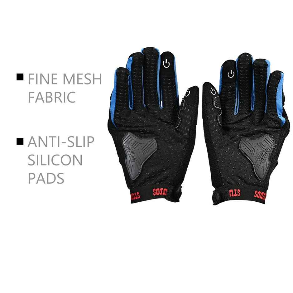 Studds SMG 6 Full Finger Bike Gloves with Touch Screen, Knuckle Protection, Anti-Slip (Blue - S)