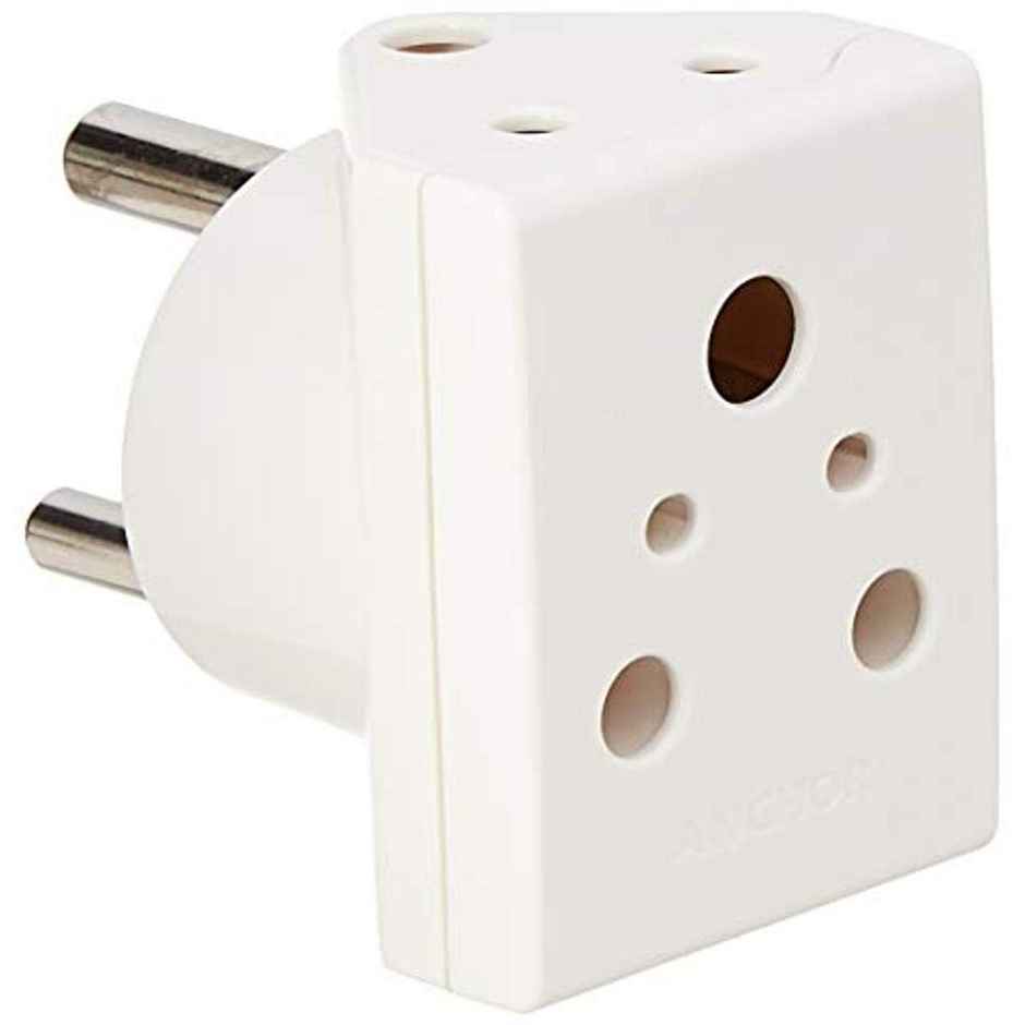 Panasonic 16A 3 Pin Multi Plug Adaptor - 3166 | White, Dimensions - 0.51 x 0.4 x 0.39 cm