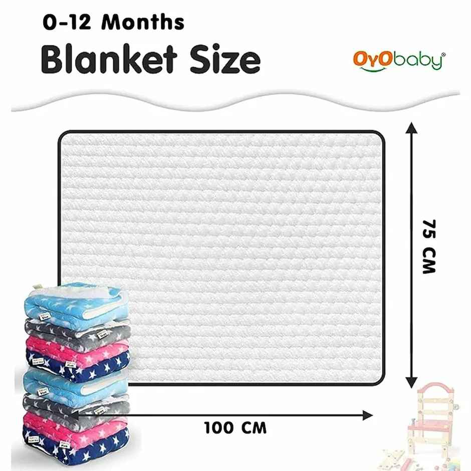 Oyo Baby Blankets Newborn 0-2 Years Set Of 2 Dark Blue & Grey