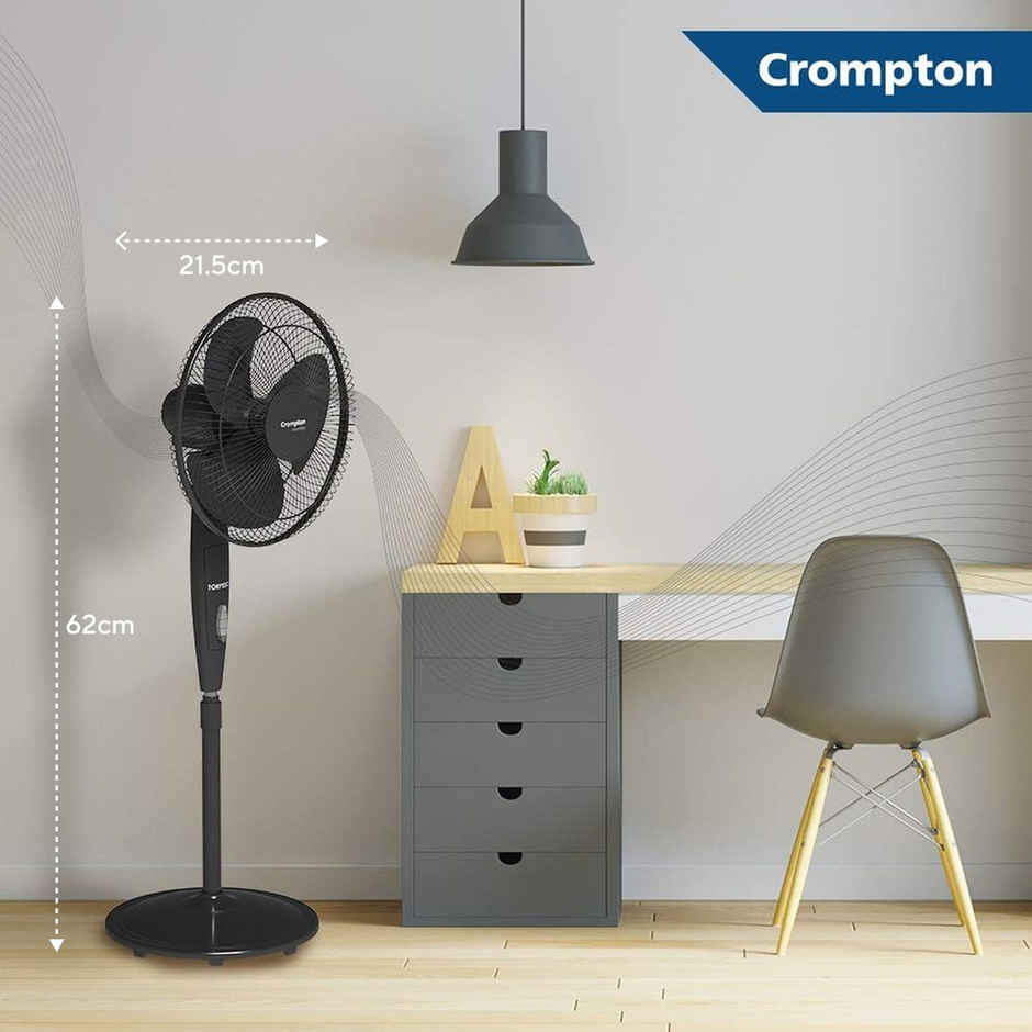Crompton High speed Torpedo Pedestal Fan, 400mm, Black