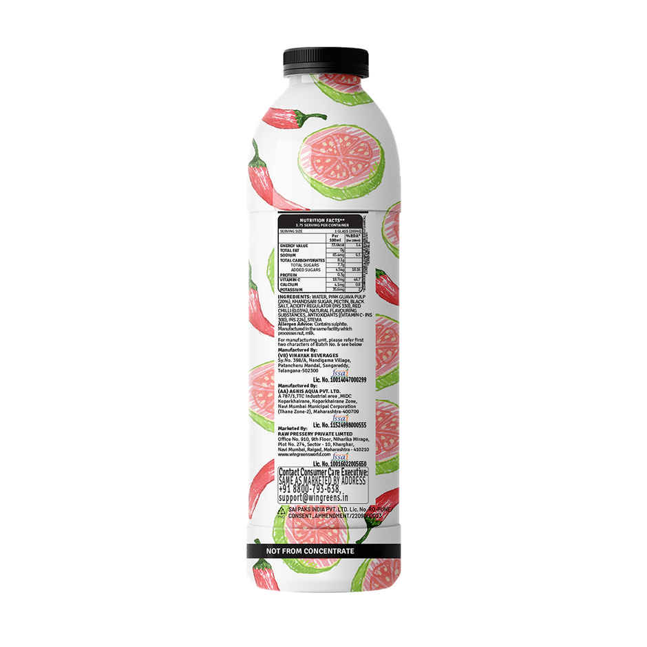 RAW Pressery Refreshers Pink Guava Chilli Juice  Fruit Juice  Not From Concentrate