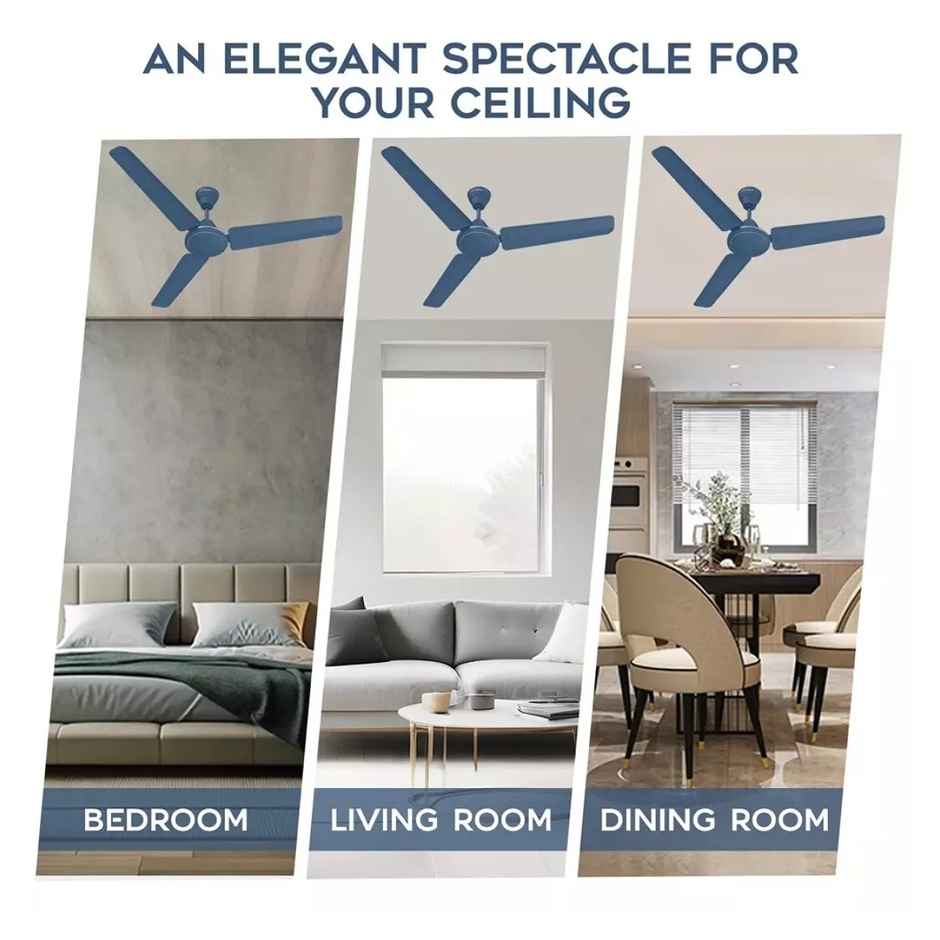 Polycab Nippy Ceiling Fan,1200mm,Star Rated,100% Copper,Corrosion Resistant G-Tech Blades,Matt Blue
