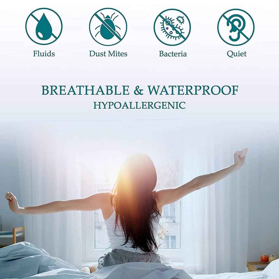 BAY6 Grey Terry Cotton 220 GSM Waterproof Mattress Protector For Single Size Bed