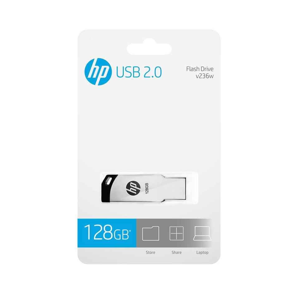 HP V236W 128GB USB 2.0 Pen Drive, Metal Silver