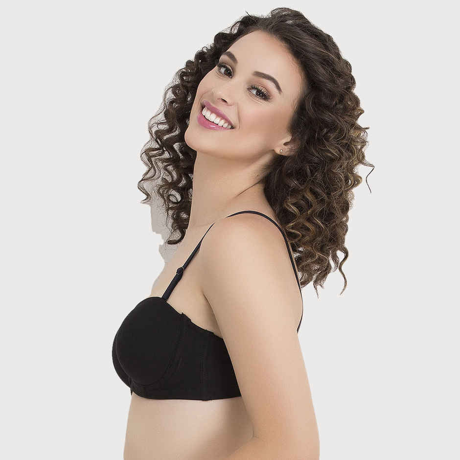 Clovia Women Padded Underwired Full Cup Multiway Strapless T-Shirt Bra - Cotton | Black | 38D