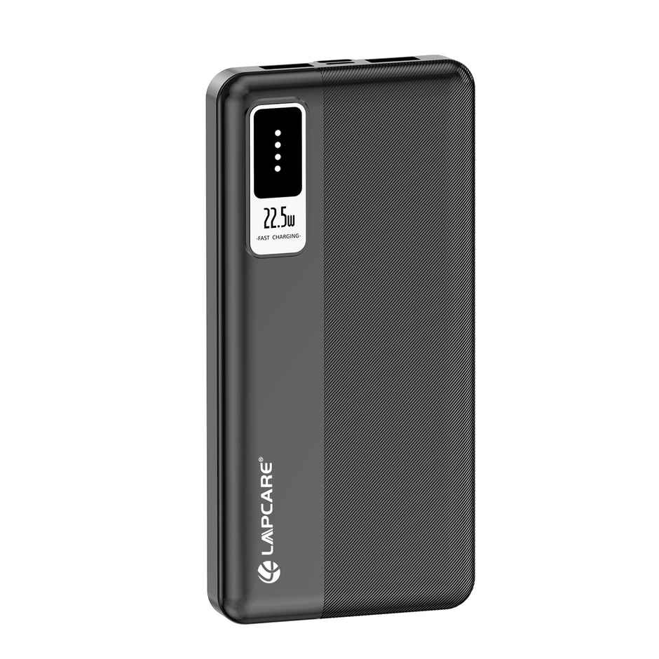 Lapcare Blaze 10000Mah Wired Power Bank | Dual USB Port + PD 22.5W Fast Charging USB Type-C Input | Led Indicator | Light Weight | Compact & Slim Design | Made in India - Black