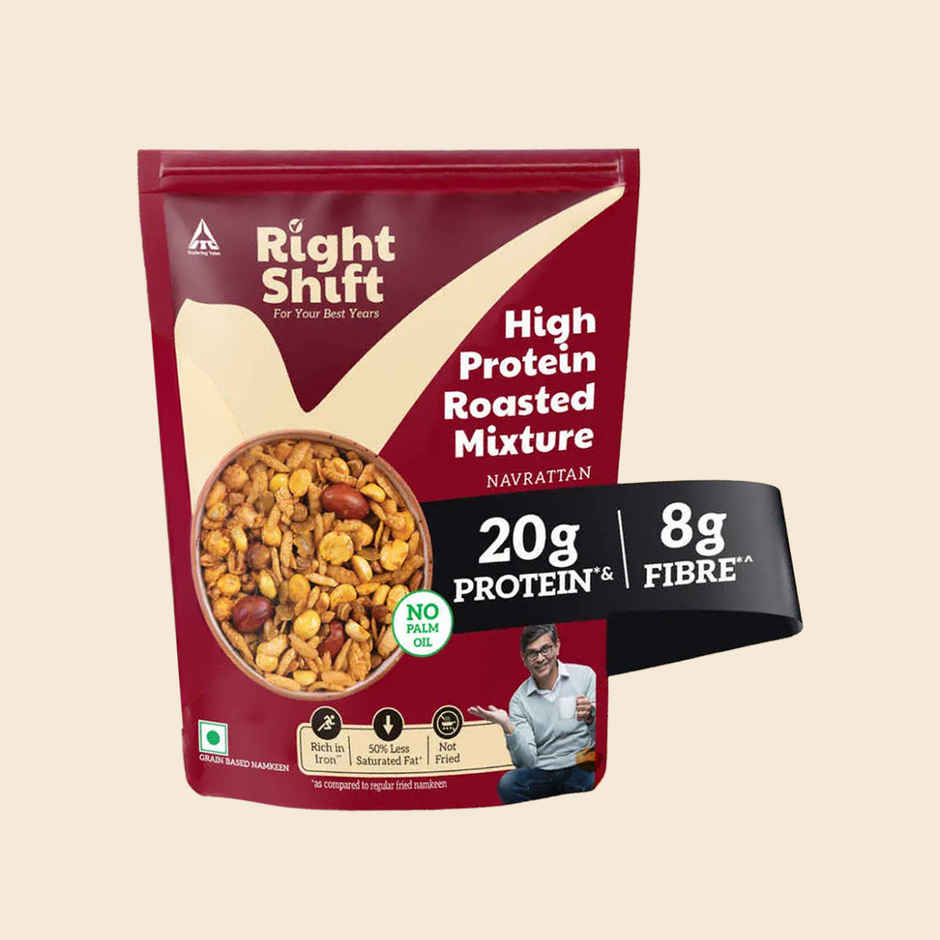 Right Shift High Protein Roasted Mixture | Navrattan Namkeen | No Palm Oil | 20g Protein | Not Fried | Healthy Snack 