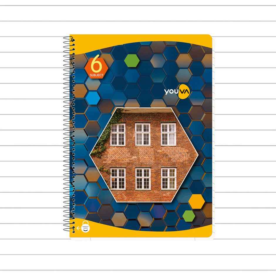 Navneet Youva 6 Subject Book Spiral Bound Single Line Ruled (300 Pages, 20.3 x 26.7 cm)