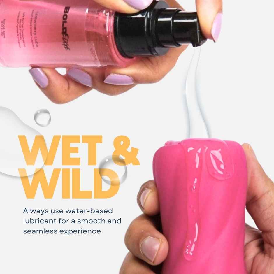 Boldedge Rattle Dense Sleeve Stroker Massager - Strawberry Lubricant