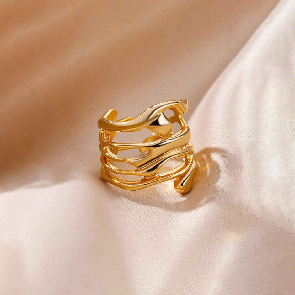 Label She Gold Plated Anti Tarnish Stainless Steel Adjustable Ring | LS-RNG-72163