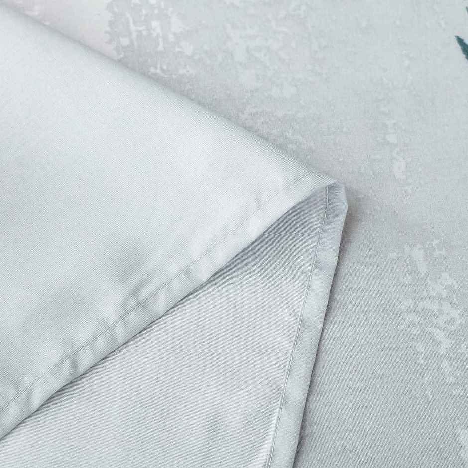 Story@home 240 TC Microfiber Double Printed Flat Bedsheet White & Grey | Floral