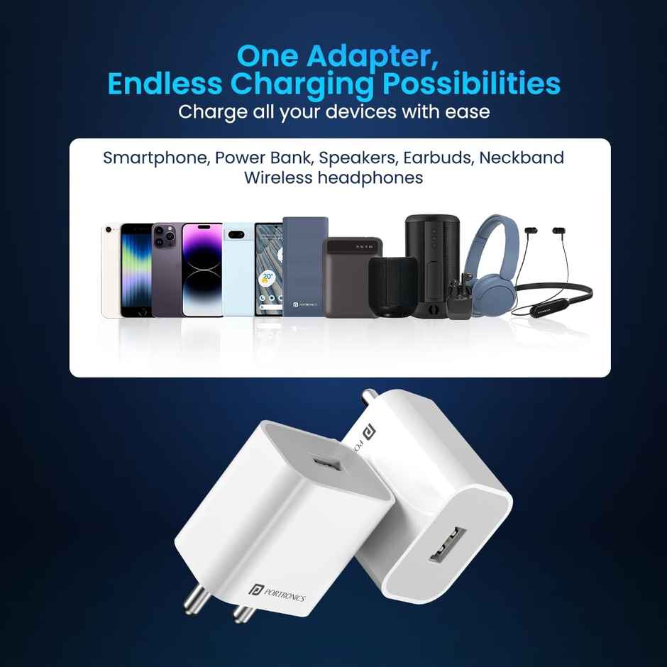 Portronics charging adpater (With USB port, 12W)