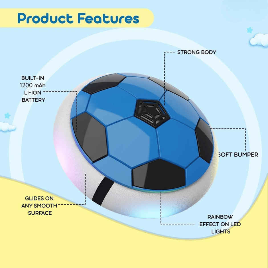 Fablue Floating Hover Football Toy for Kids - USB Type C Rechargeable Football Toy for Kids - Blue