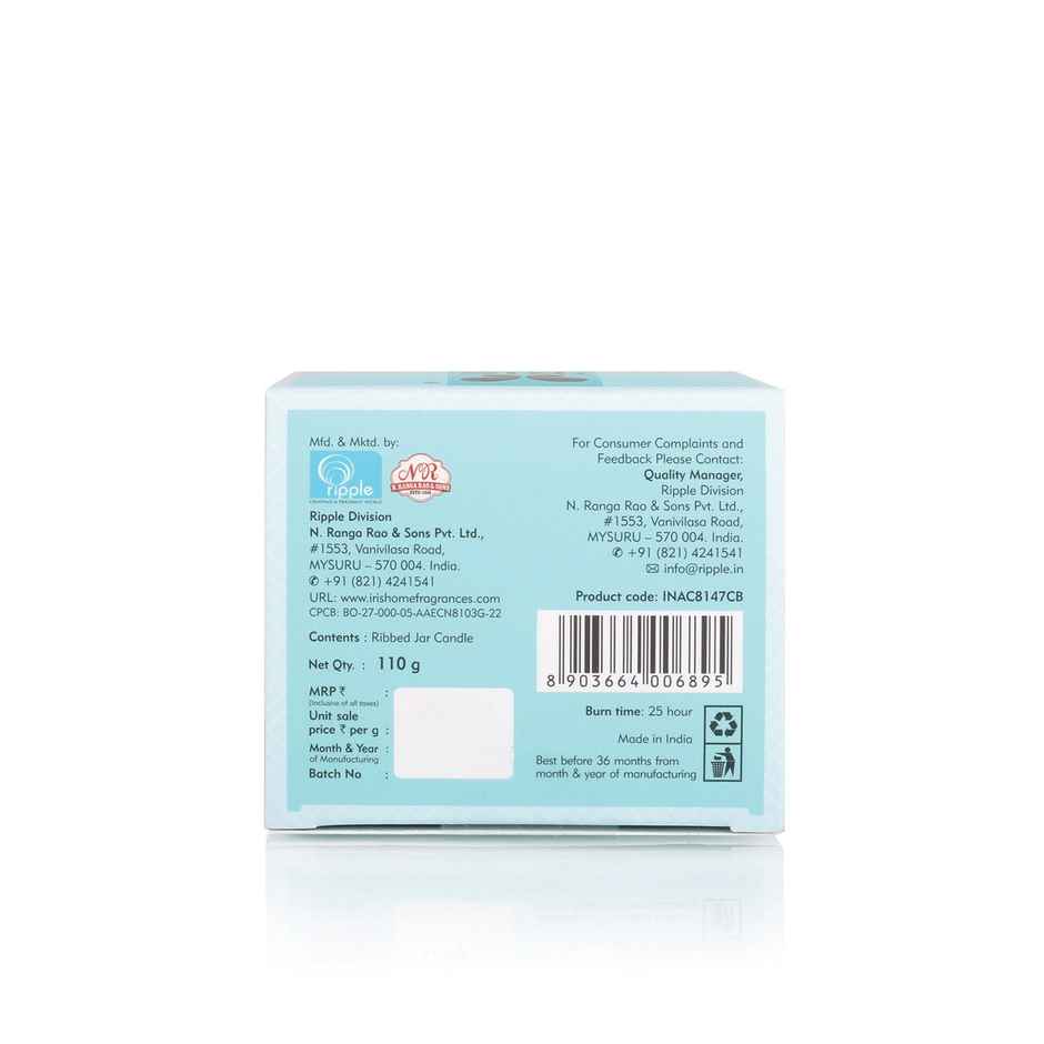 IRIS Cool Blue Ribbed Jar Scented Candle