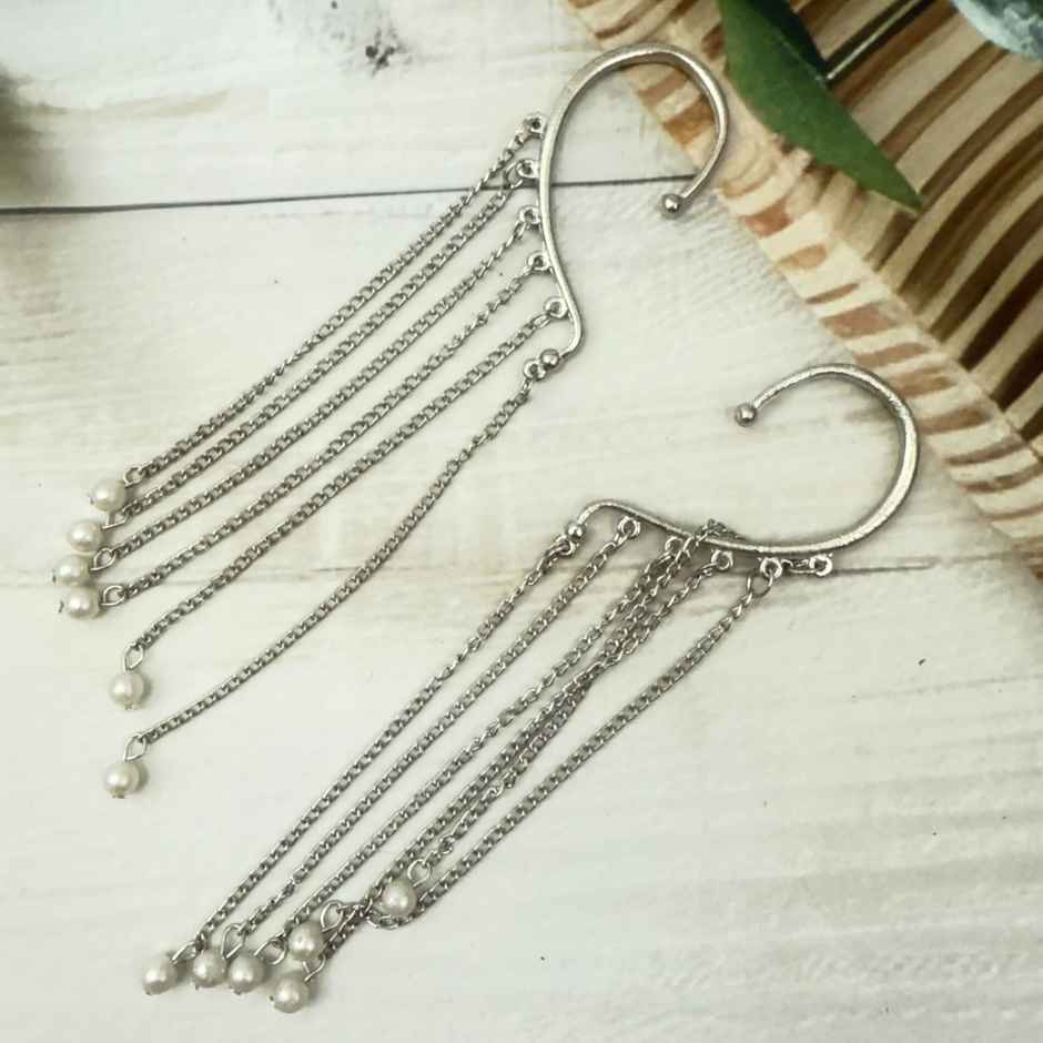 The Opal Factory | Oxidised Jewelry | Ear Cuff with Drops | Silver