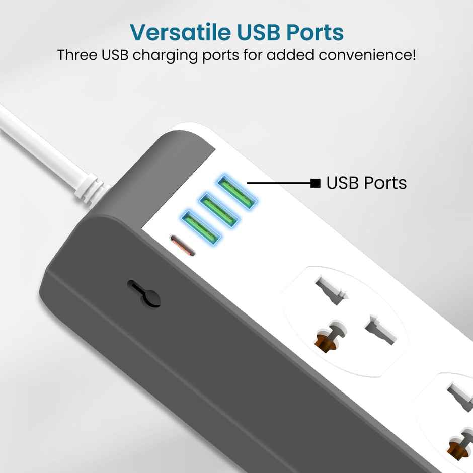 Portronics Power Plate 14 Extension Board with 10 Universal Sockets,3 Meter Long Cord, 2500W(White)