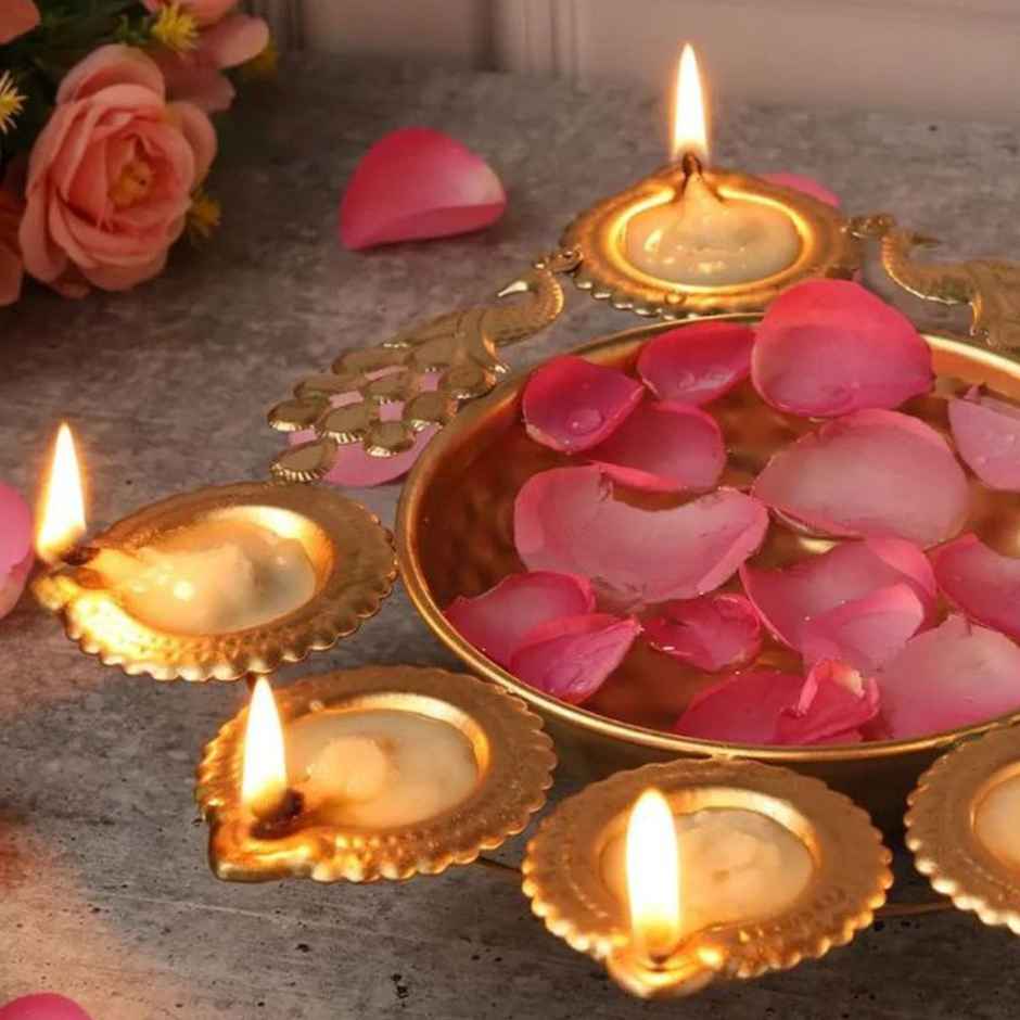 Peacock Diya Urli Bowl | Urban Born