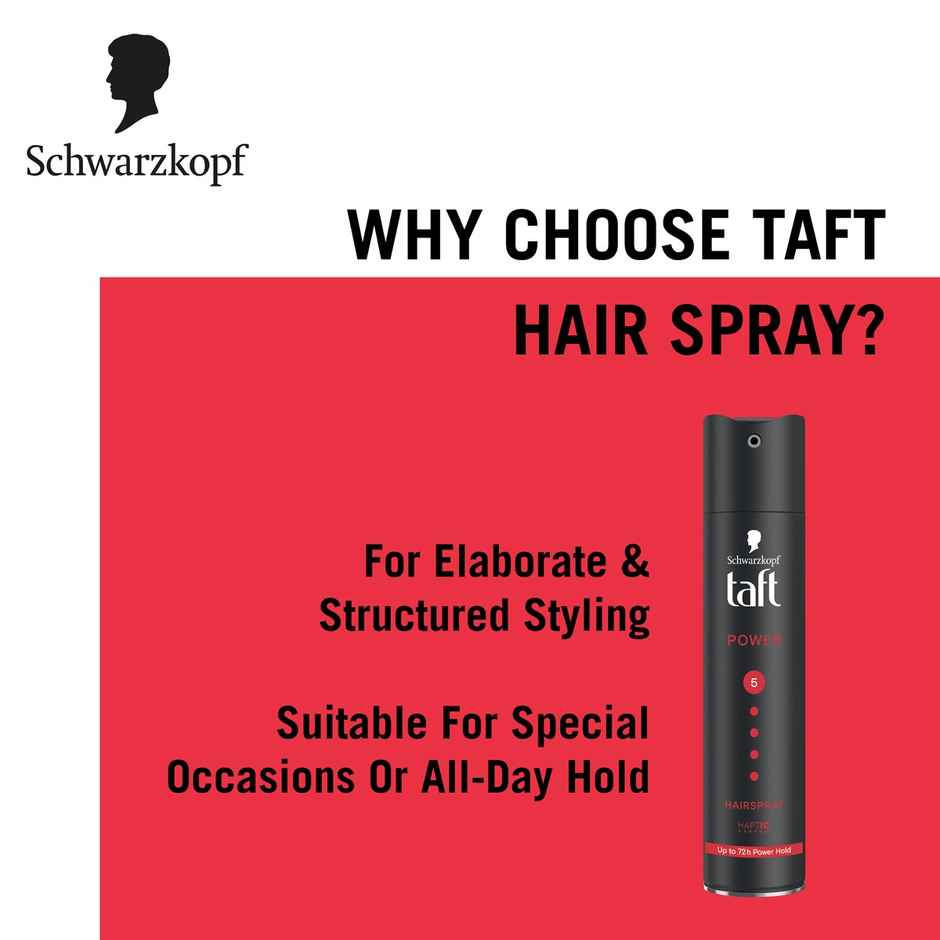Schwarzkopf Taft Power Hair Lacquer Hairspray Hold 5 Up To 72h Power Hold