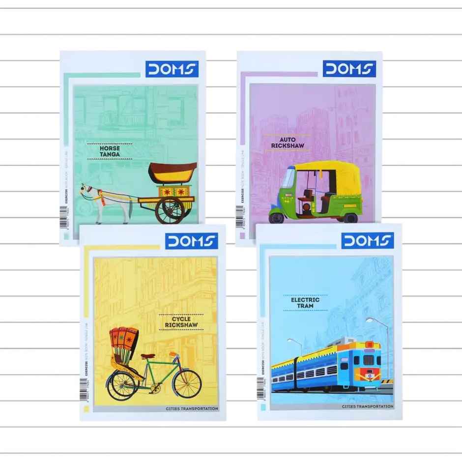 Doms Single Line (Cities Transportation Design) Note Book - (24 cm x 18 cm) Combo