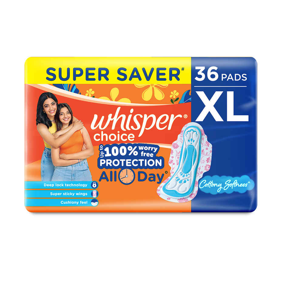 Whisper Choice Sanitary Pads | XL | 36 pcs