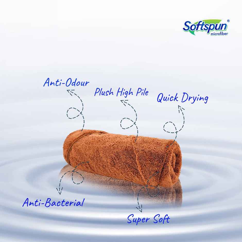 Softspun Microfiber Yoga, Gym & Sports Towel (Small, 380 GSM, 40x60cm, 1pc, Brown)