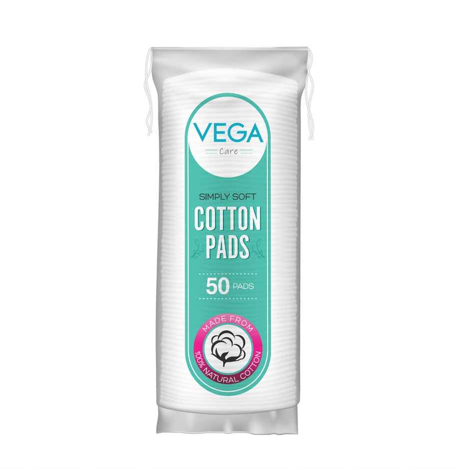 VEGA Organic Cotton Pads for Makeup Remover and Face Cleansing| 50 Pcs|CP-01