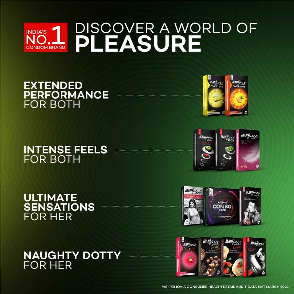 Manforce Ultra Feel Super Thin Bubble Gum Flavoured Condom With Thickness Of 0.05Mm(10pc) & Manforce High Flavoured Condoms - Kiwi Paan(10pc) Combo