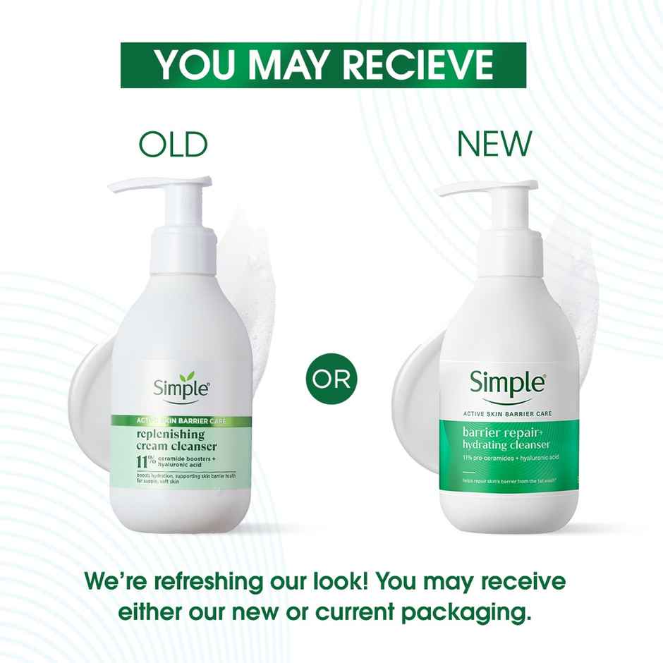 Simple Barrier Repair+, Hydrating Cleanser with 11% Ceramide Boosters