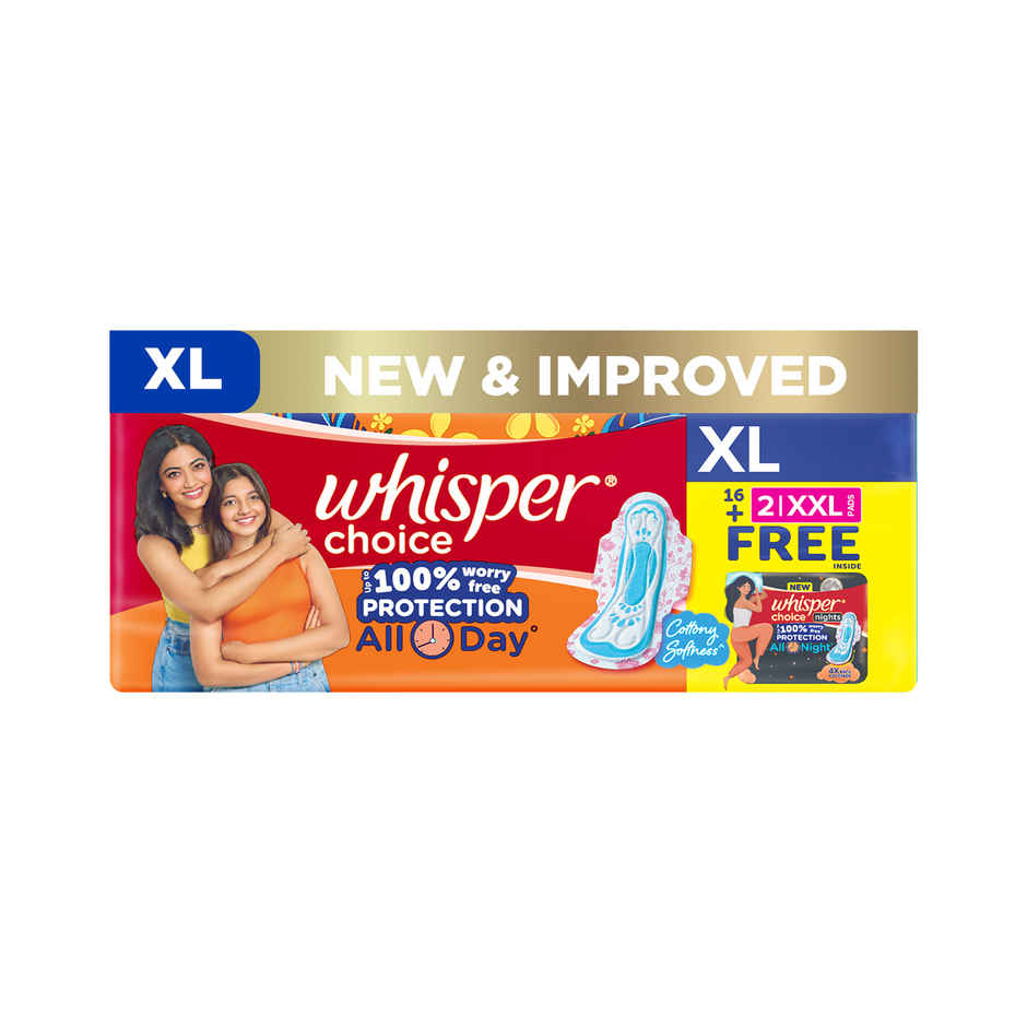 Whisper Choice Sanitary Pads | XL | 18 pcs