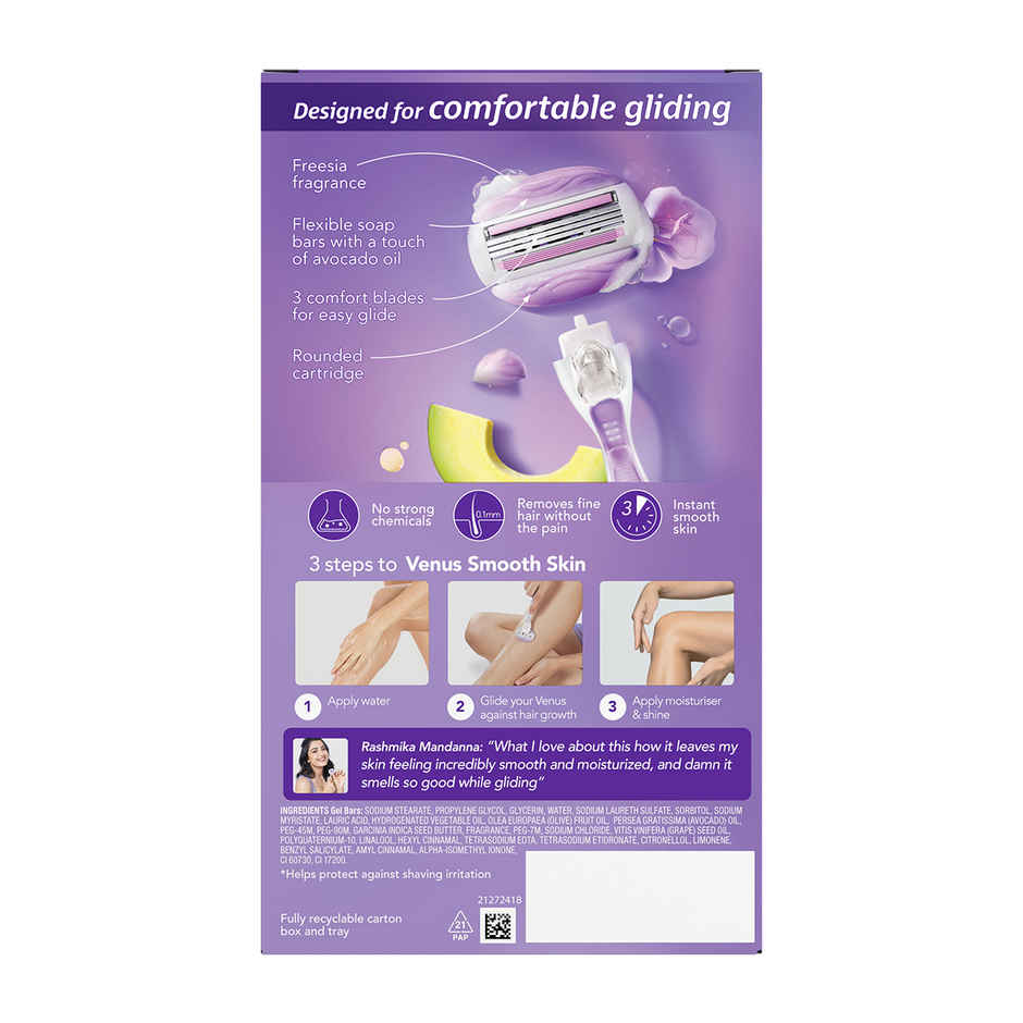 Gillette Venus Comfortglide Hair Removal Razor For Women With Avocado Oils & Freesia Scent