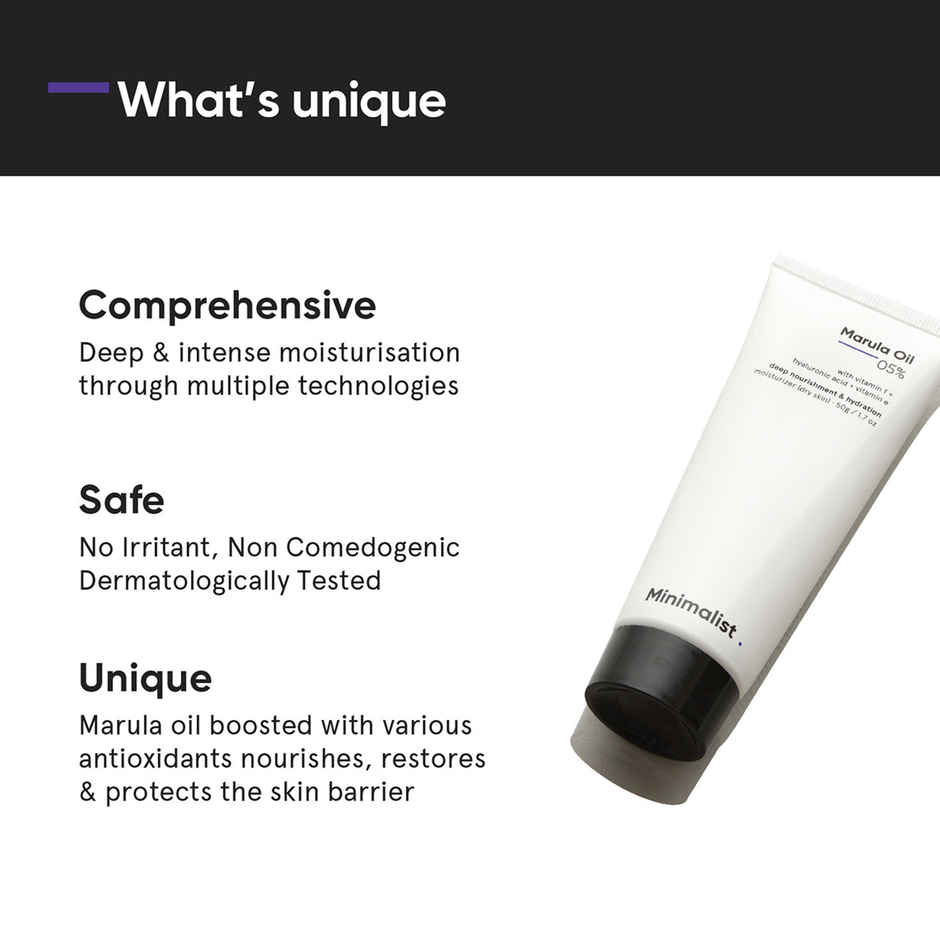 Minimalist 5% Marula Oil Face Moisturizer Cream based Nourishing & Hydrating For Men & Women