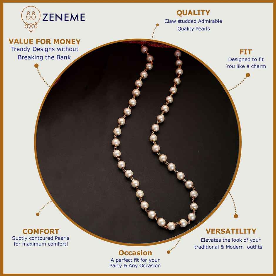 Zeneme Gold Plated Finish Handmade Work Multi-Pearl Jewellery For Women & Girls