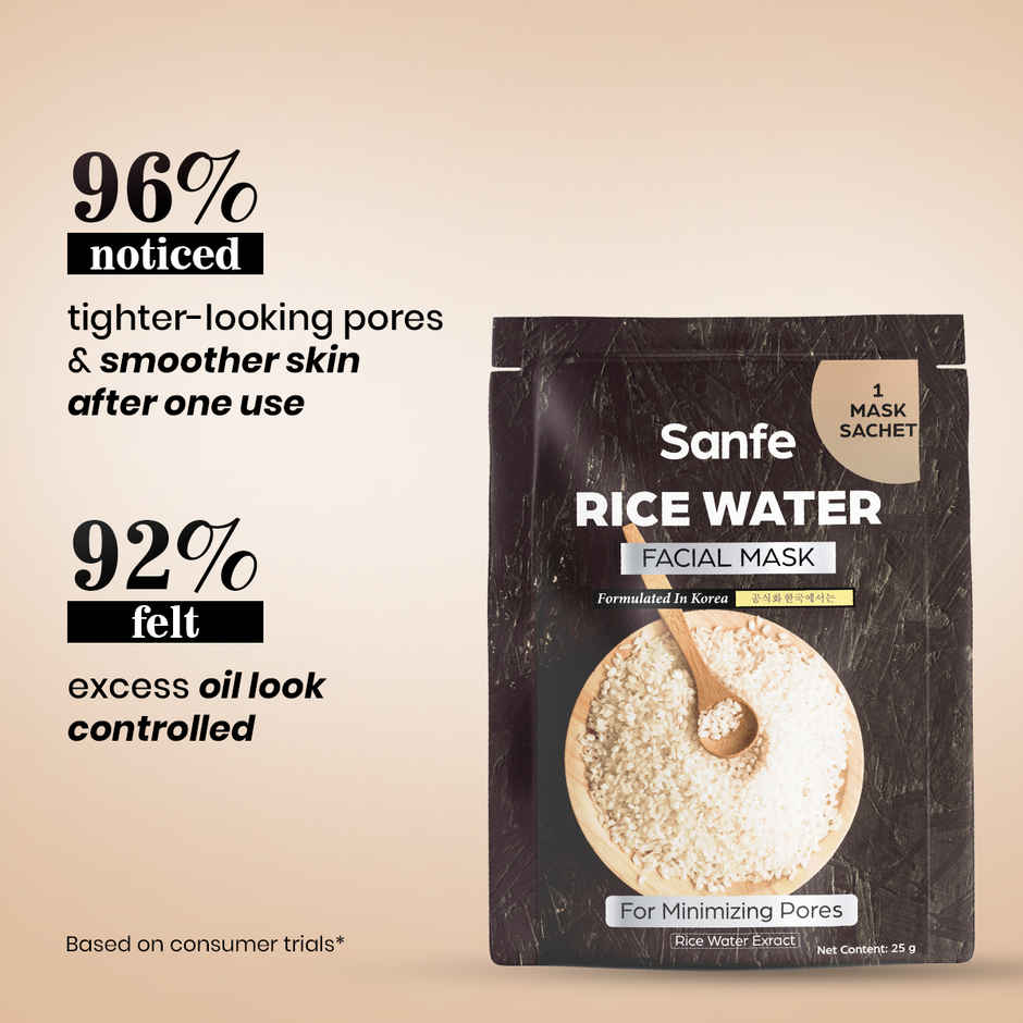 Sanfe Rice Water Facial Mask Korean Sheet Mask For Brightening & Hydrating Skin