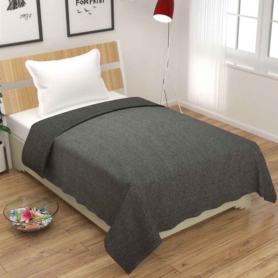 Elegant Weavers Single Blanket Solid Grey -1 pc | 130 cm x 215 cm