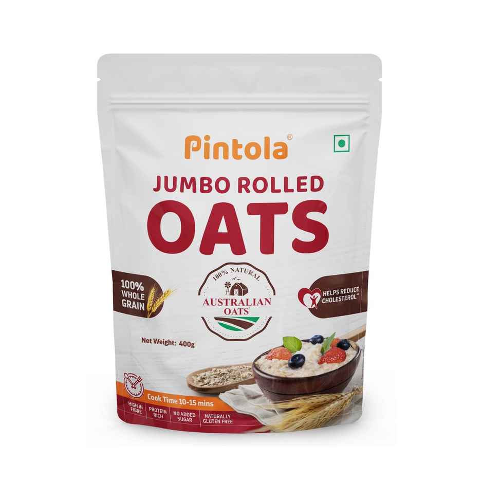 Pintola Oats 100% Jumbo Rolled Oats, Wholegrain, Gluten Free, High Fibre & Protein, Nutritious