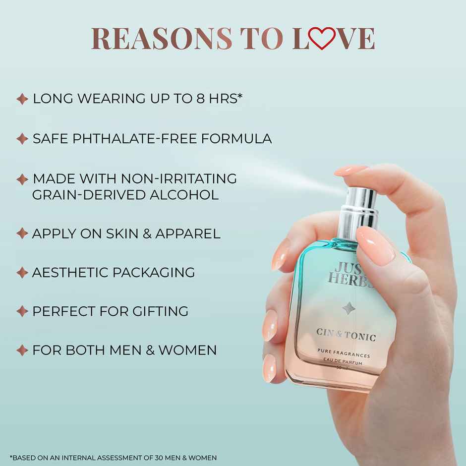 Just Herbs Relaxing Cin & Tonic Pure Unisex Fragrance Eau De Parfum Spicy